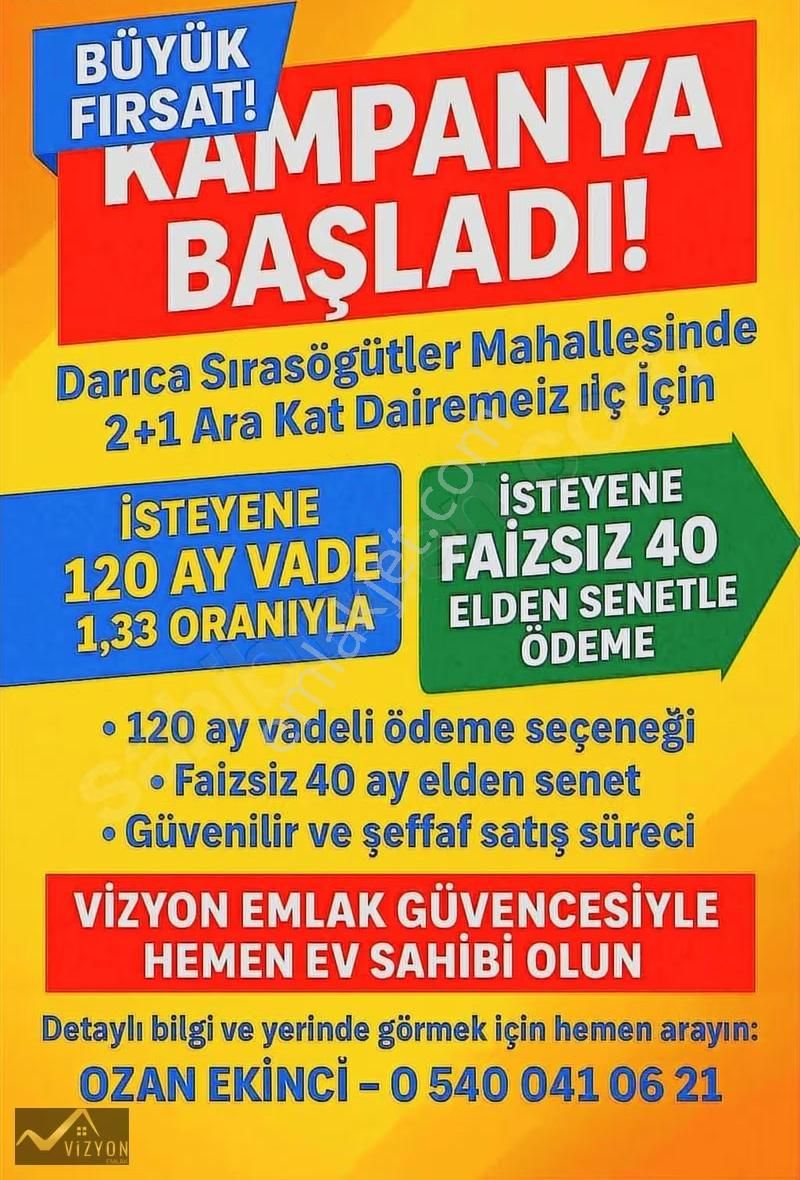 Sırasöğütlerde 2+1 Ara Kat 120 Ay Vadeli Satılık Daire
