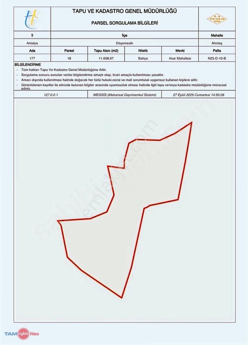Döşemealtı Ahırtaş'ta 23.000m²villa Yapımına Uygun Takaslı Arazi - Görsel 9