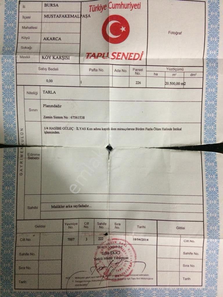 Bursa Mustafakemalpaşa Satılık Tarla 20,500m2 - Görsel 4