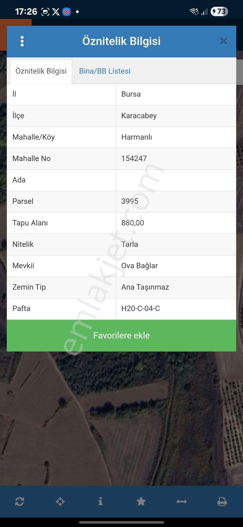 Karacabey Harmanlı'da Tek Tapu 880 M2 Yol Su Var Hobi Bahçesi