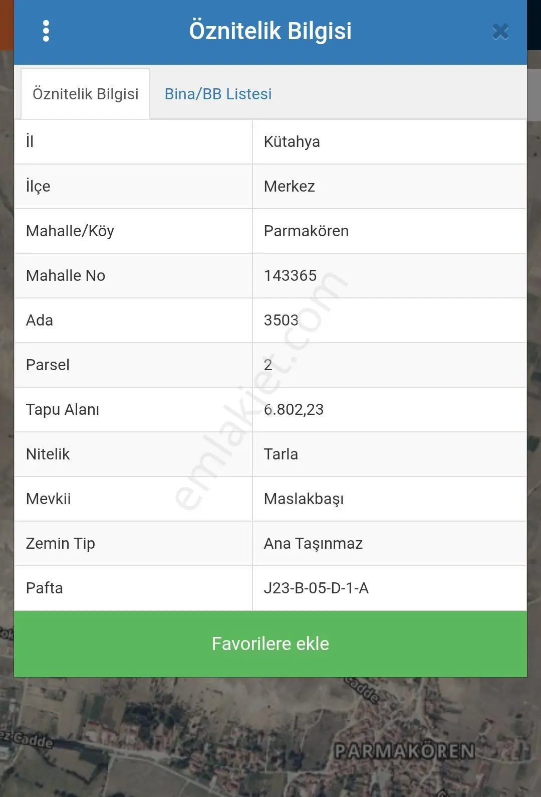 Parmakören Köyündeimara Yakın Tarla