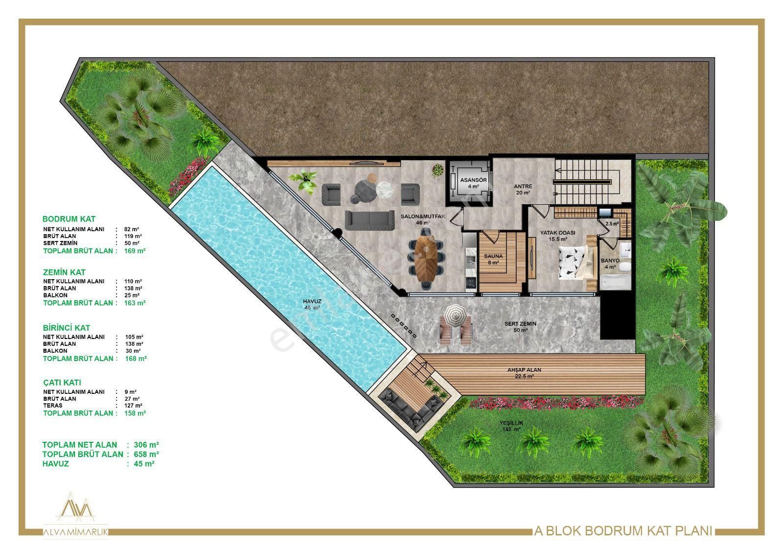 Alanya'da 5+2 Müstakil Tripleks Lüks Villa Panoramik Manzara Asansörlü Havuz & Otopark 658m² Brüt. - Görsel 21