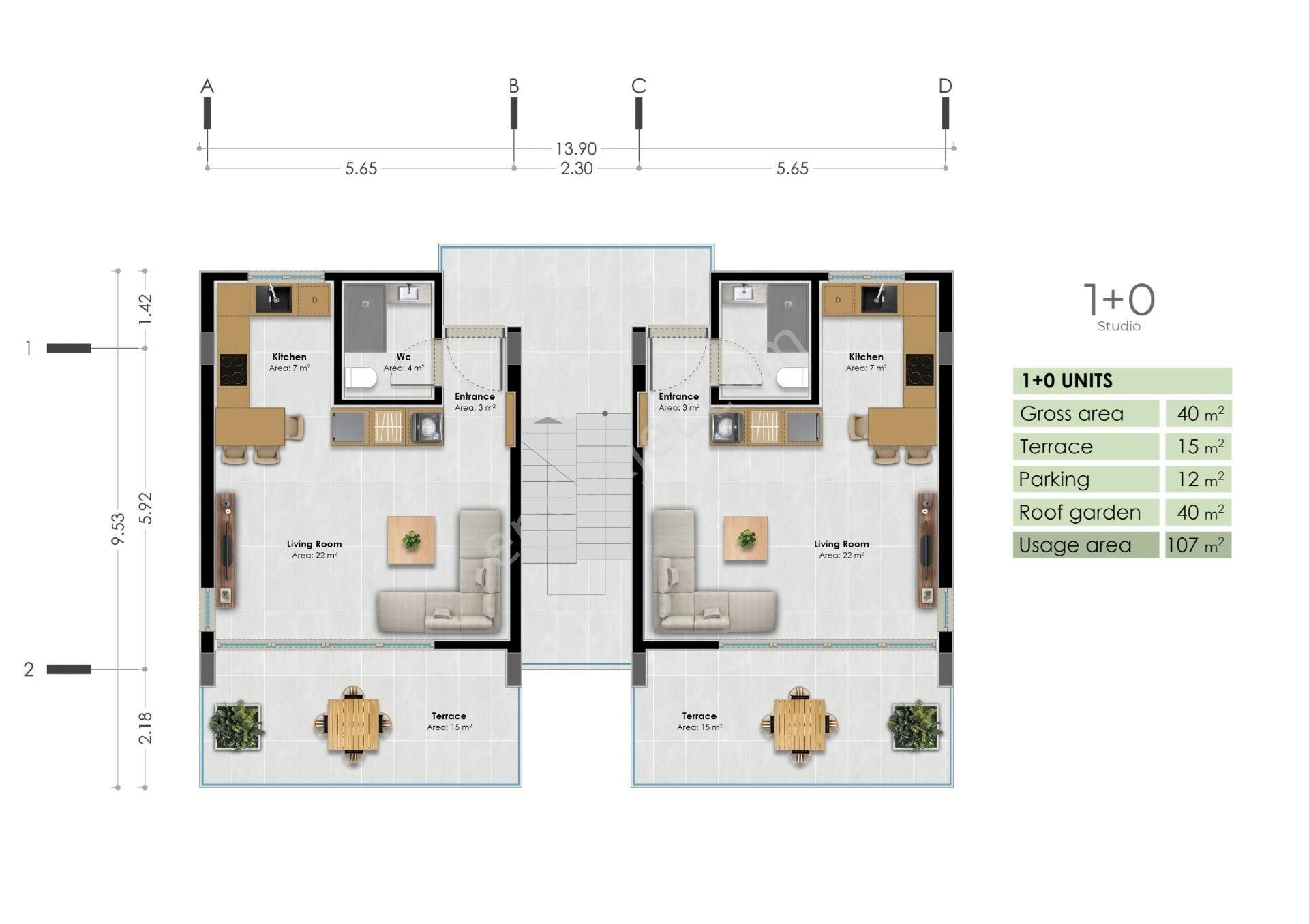 Kıbrıs, Girne, Esentepe %35 Peşin 24 Ay Vade 107m2 Penthouse - Görsel 26
