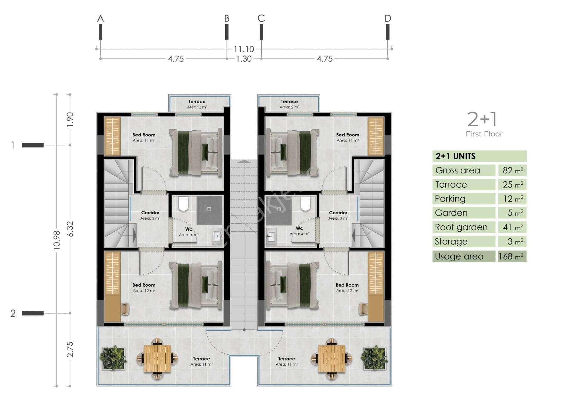 Kıbrıs, Girne, Esentepe %35 Peşin 24 Ay Vade 107m2 Penthouse - Görsel 23