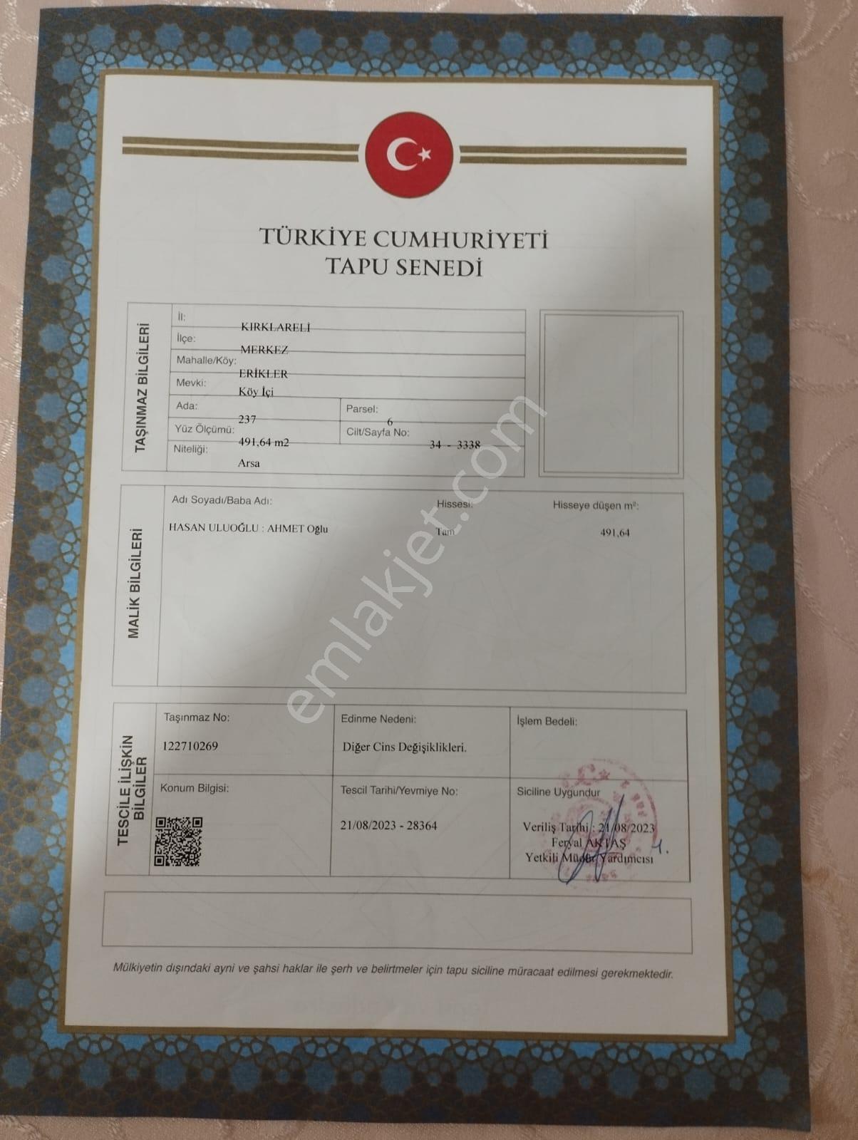 Kırklareli Erikler Köyünde Satılık Arsa - Görsel 11