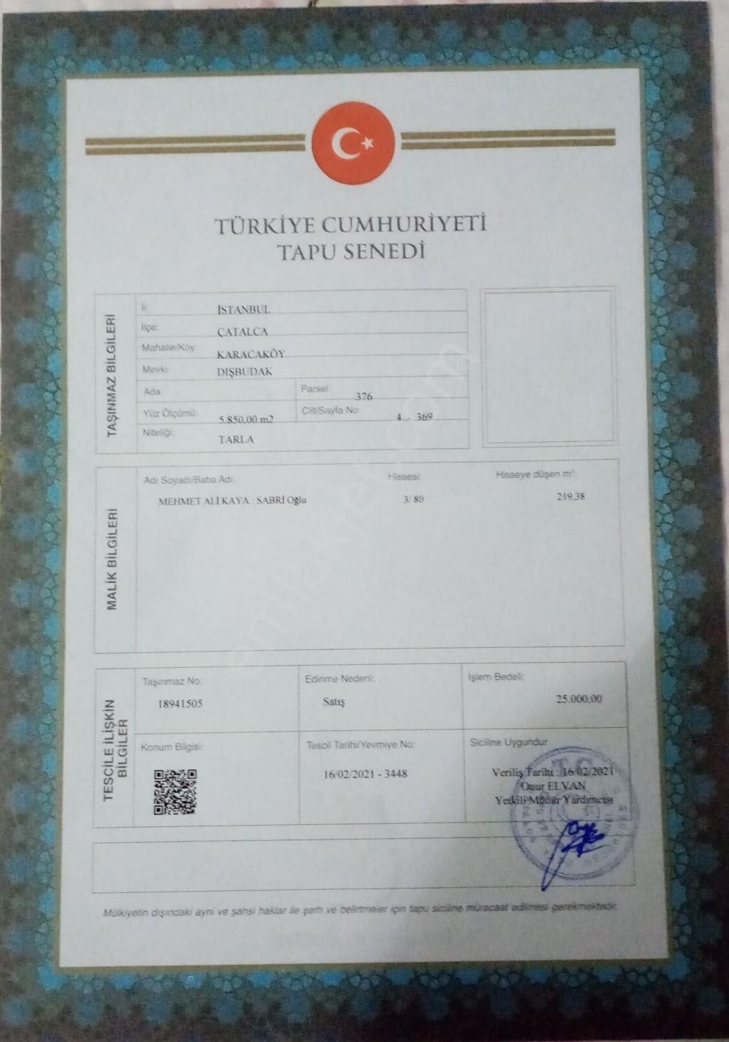 Aciliyetten Dolayı Çatalca'daki Yerlerim Satılık. - Görsel 2