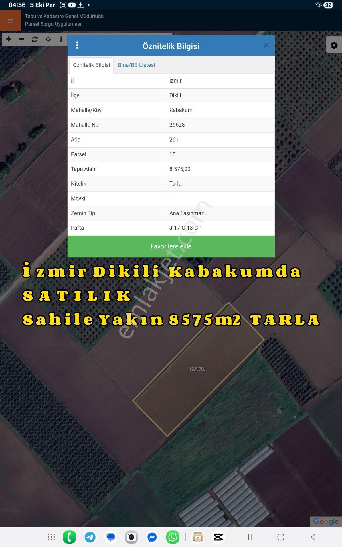 İzmir Dikili Kabakum'da Sahile Yakın Satılık 8575m2.tarla - Görsel 4