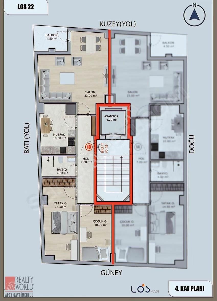 Muratpaşa Güvenlik'te Fırsat Proje Daire 2+1 Ayrı Mutfaklı - Görsel 10