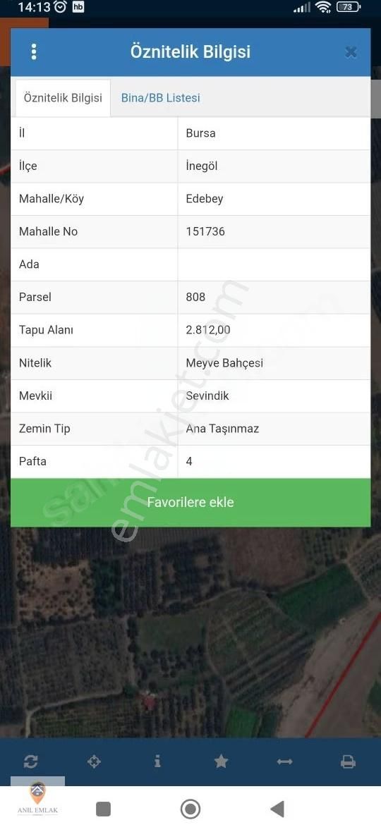 Anıl Emlaktan İnegöl Edebey De Satılık Meyve Bahçesi Tapulu Arsa