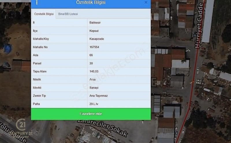 Century21 Bal'dan Kepsut Ta Sanayi Arsası
