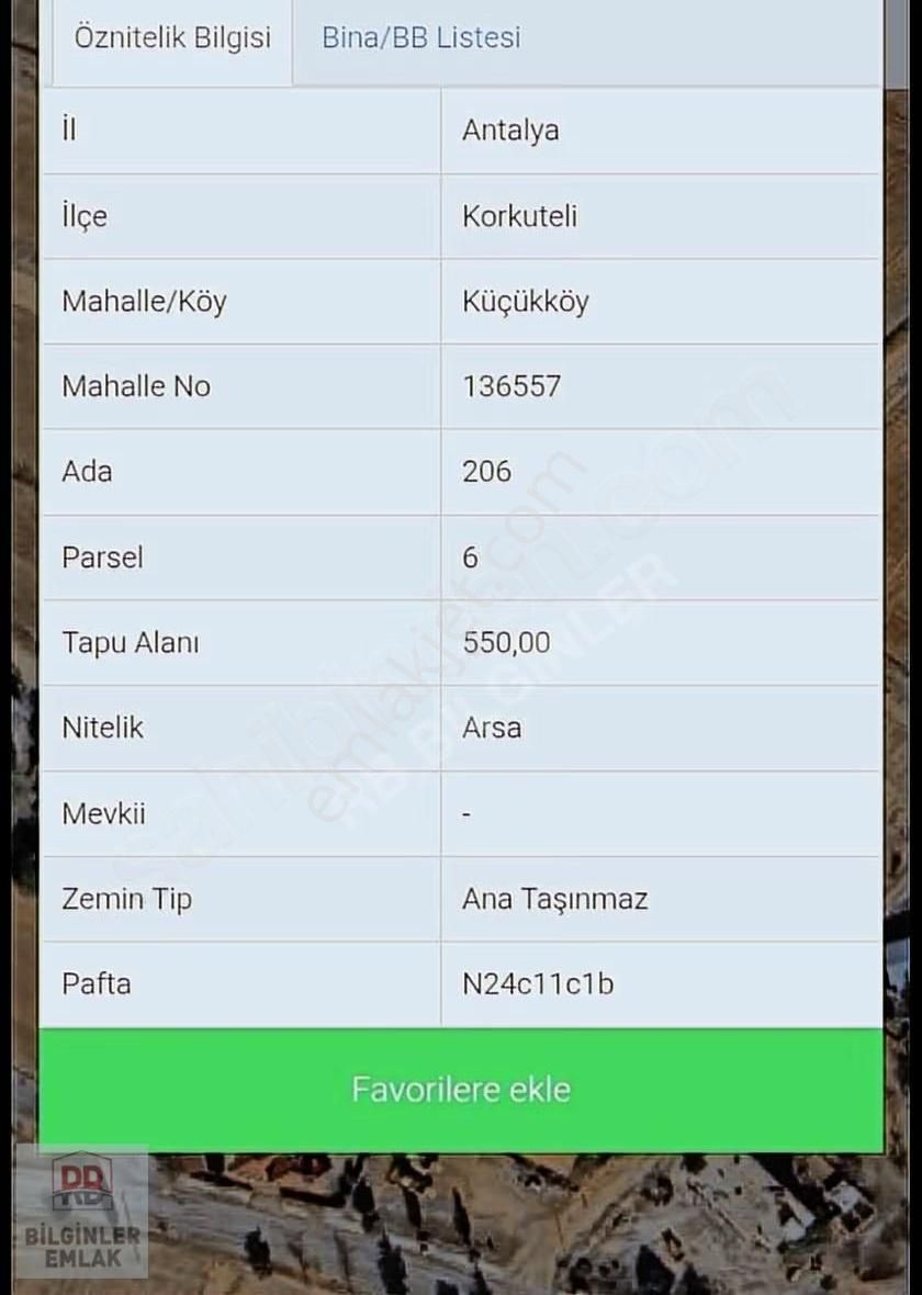 Antalya Korkuetli Küçükköy De Satılık Parsel