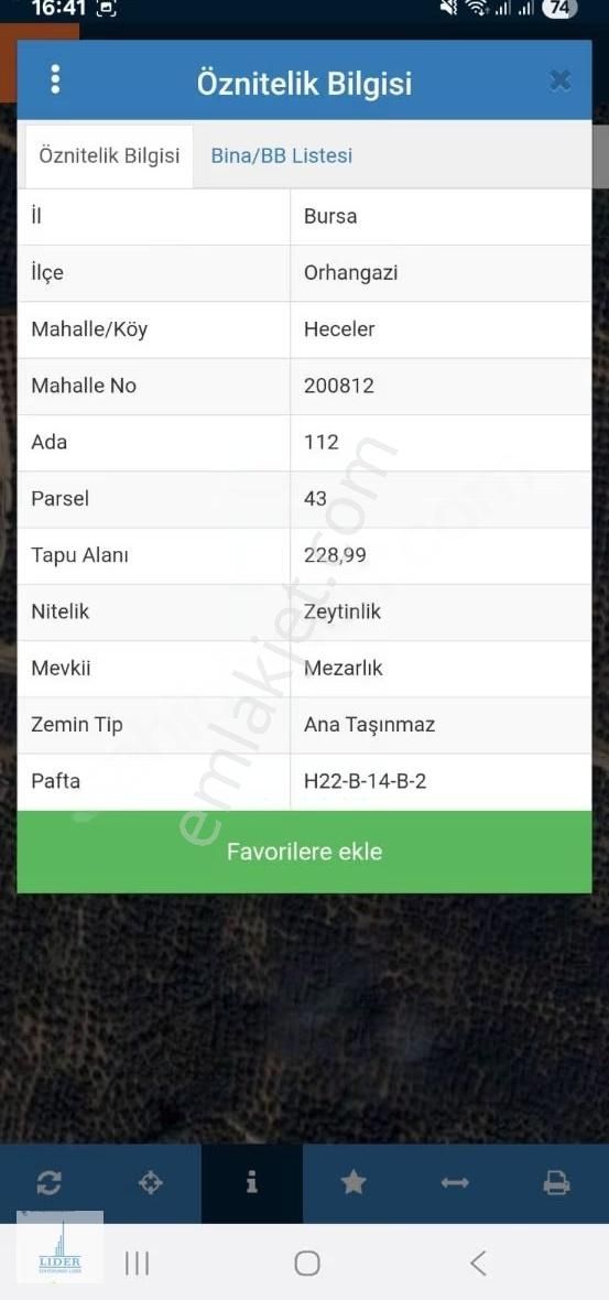 Bursa Orhangazi Heceler Mah. 229m2 Zeytinlik