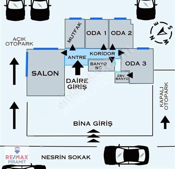 Göztepede 3 Yaşında 3+1 Kat Mülkiyetli K.otoparklı Asansörlü - Görsel 9