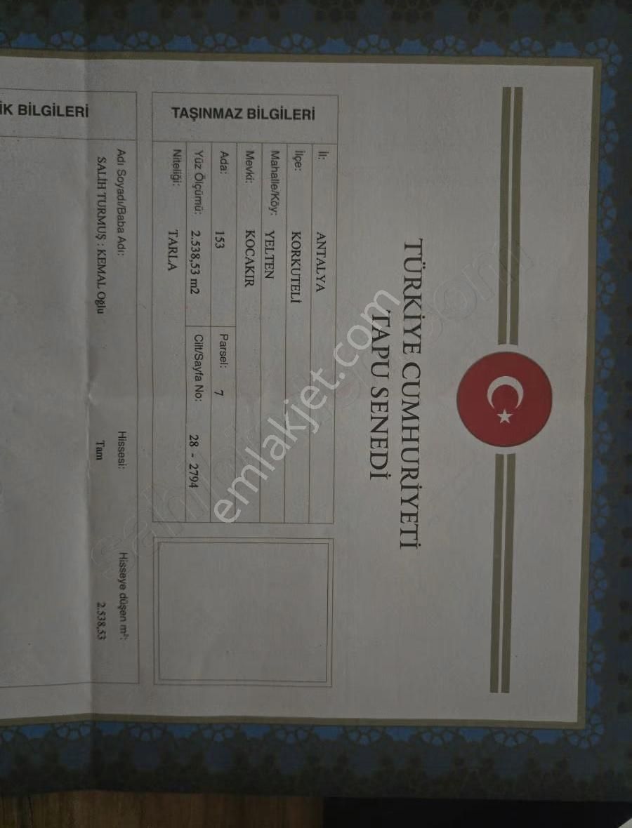 Korkuteli Yeltende Köyün Dibinde 2.530 M2 Elektrik Su Dibinde - Görsel 4