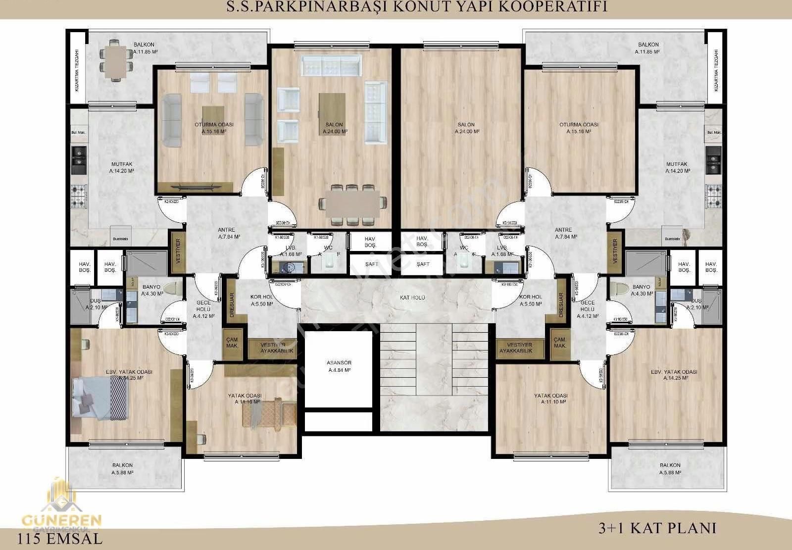 Güneren'den Parkpınarbaşı Konutların'da Satılık 3+1 Koop.hissesi