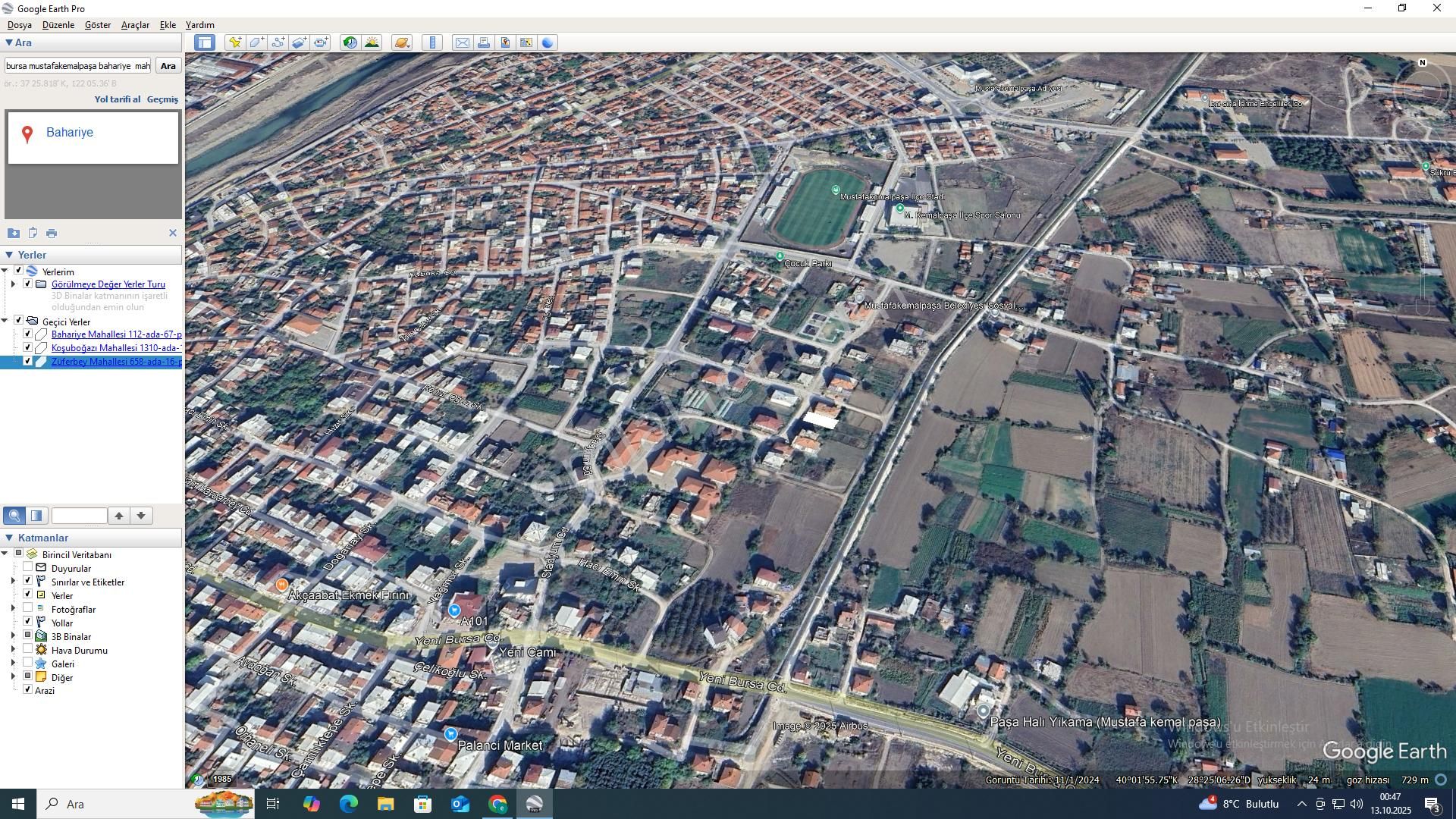 Bursa Mustafakemalpaşa İlçe Merkezin De 360m2 4 Kat Konut İmarlı Arsa