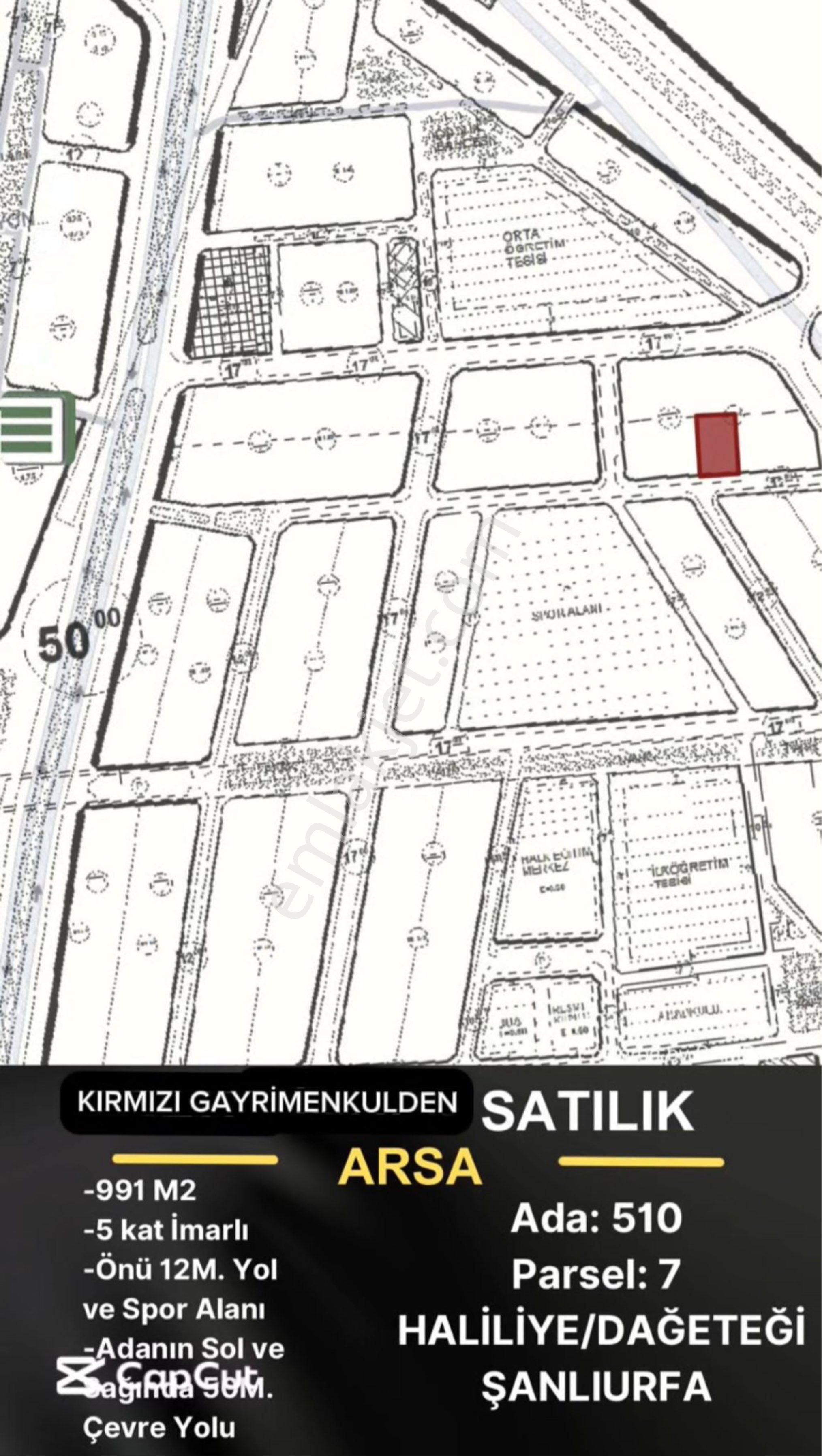 Kırmızı Gayrimenkulden Haliliye Dağeteği Mahallesinde Acil Satılık Arsa