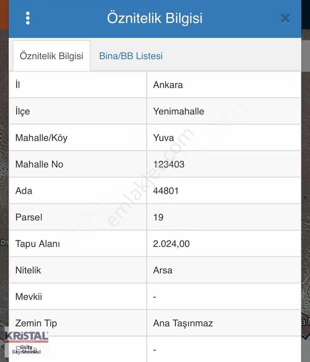 Ankara Yenimahalle Yuva Mevkii 148 M2 Hisseli Arsa - Görsel 2