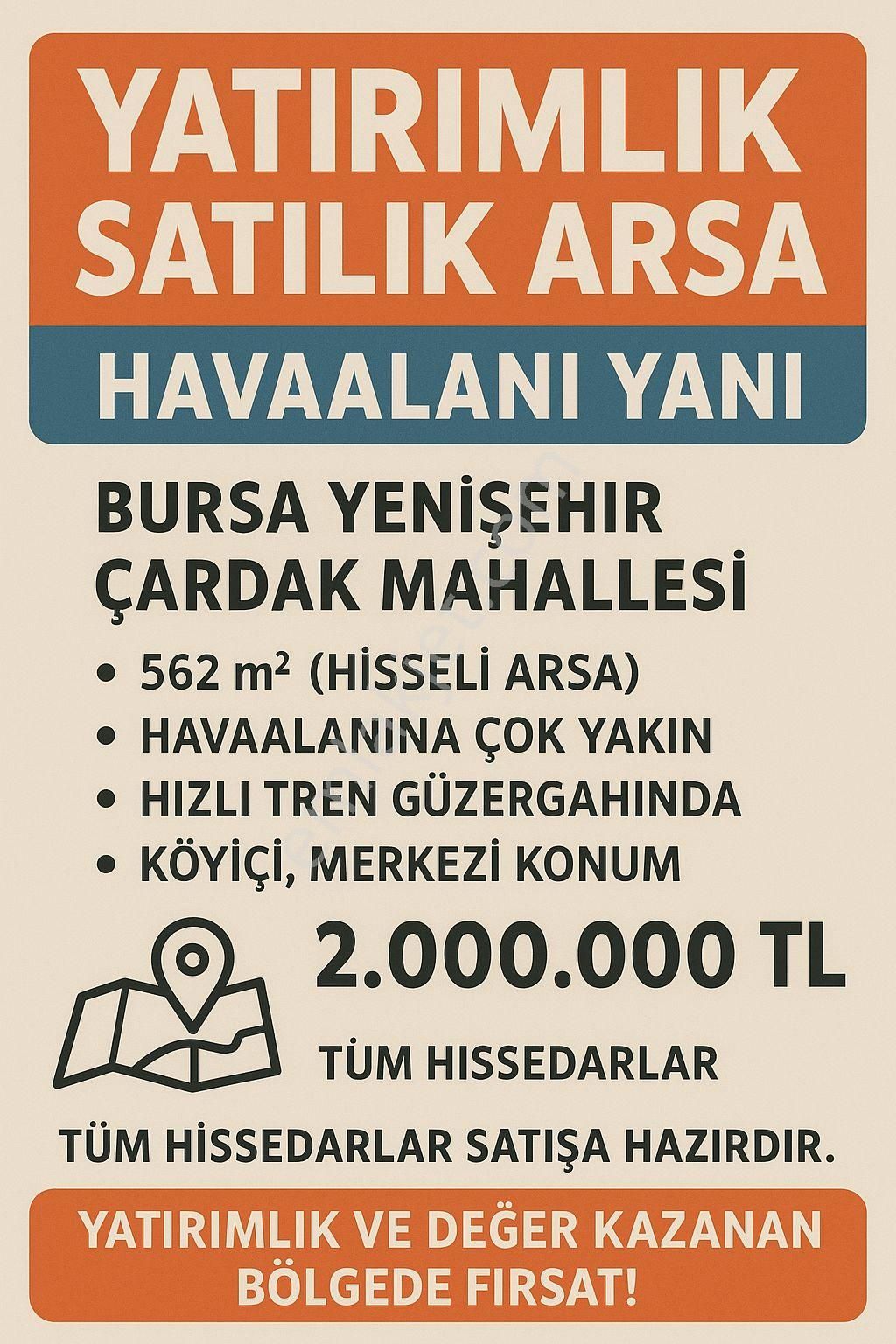 Bursa / Yenişehir / Çardak Mahallesi – Satılık Arsa