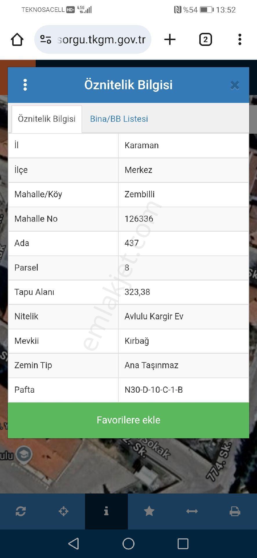 Zembilli Mahallesinde Satılık Arsa