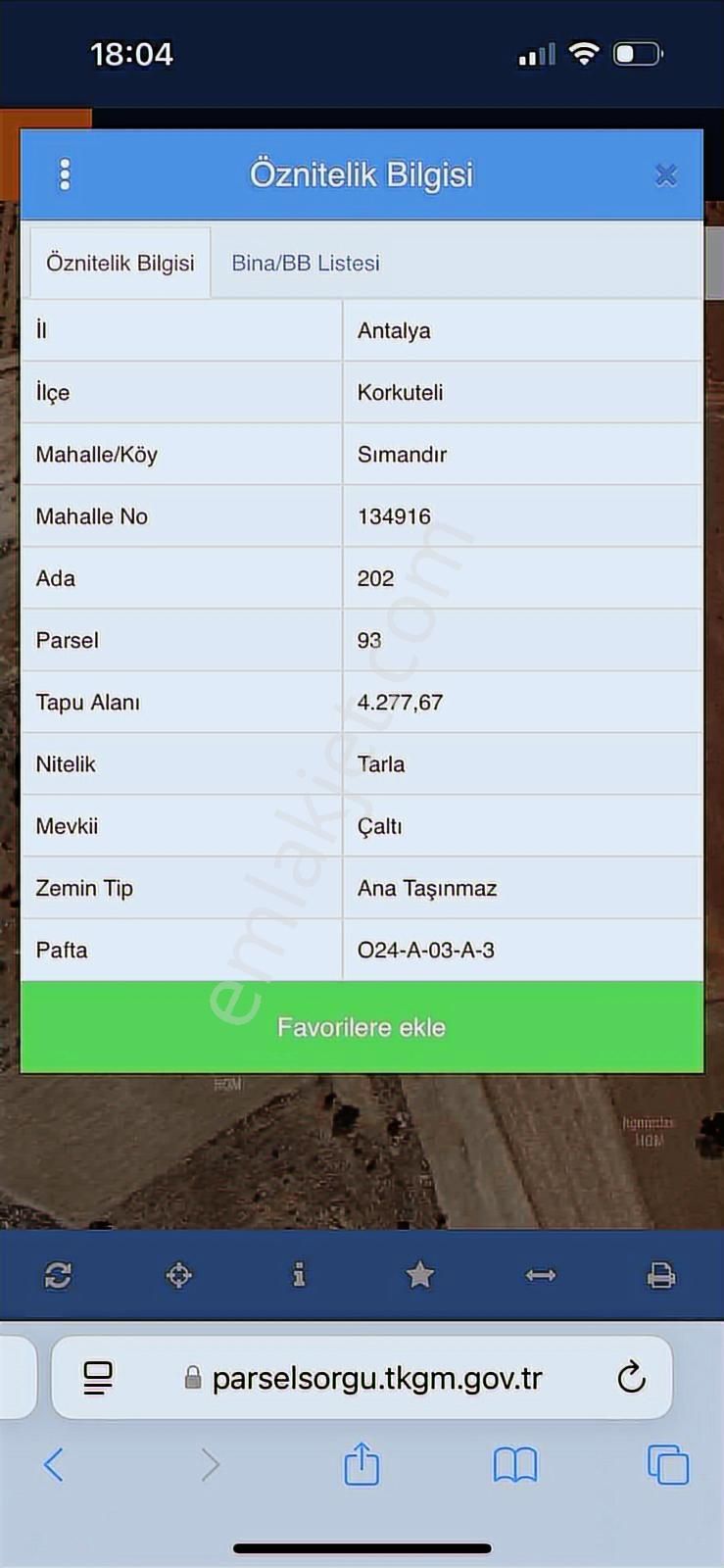 Korkuteli Sımandır Bölgesinde 1.5 Dönüm Satılık Tarla...