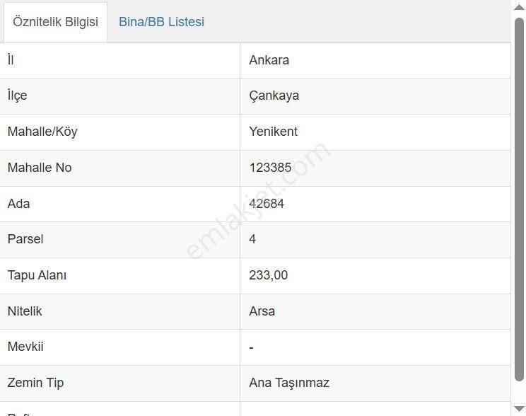 Satılık Arsa 233m2 Yaşamkent Çankakaya - Görsel 4