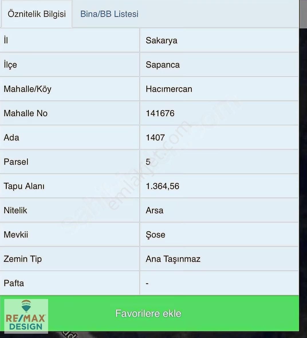 Remax Desıgn Sapanca Hacımercan Da Satılık Turizm İmarlı Arsa