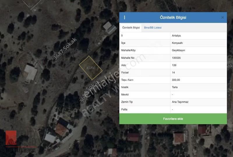 Konyaaltı Geyikbayırı Mor Yer Mevkiinde | 333 M² Satılık Arsa - Görsel 3