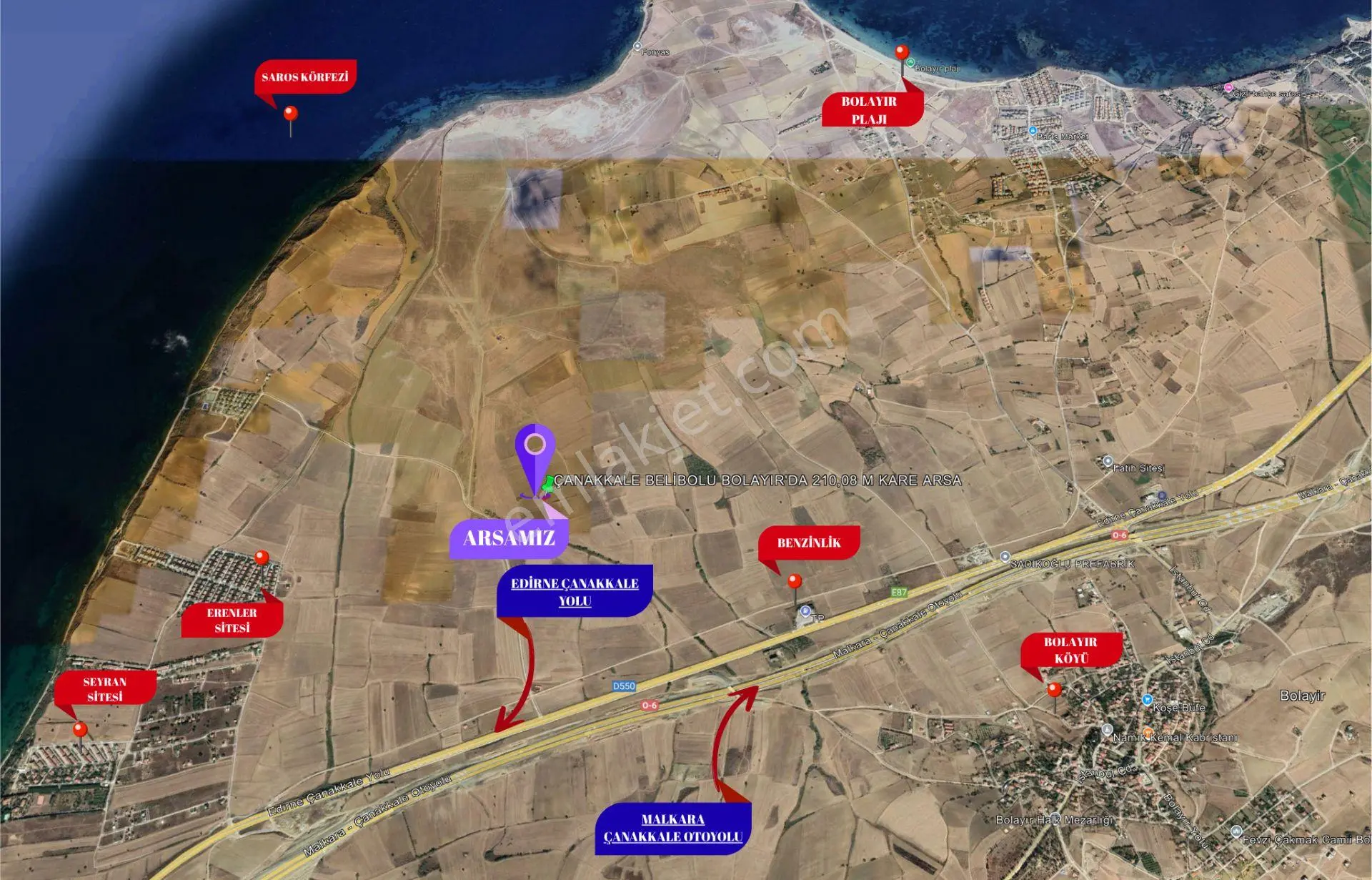 Çanakkale İli Gelibolu İlçesi Bolayır Köyü 210,08 M² Arsa