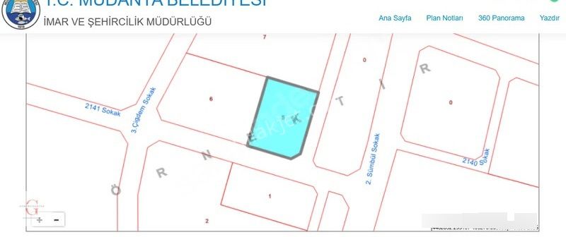 Mudanya Çağrışan'da Bursa Manzaralı 982m2 Villa İmarlı Arsa