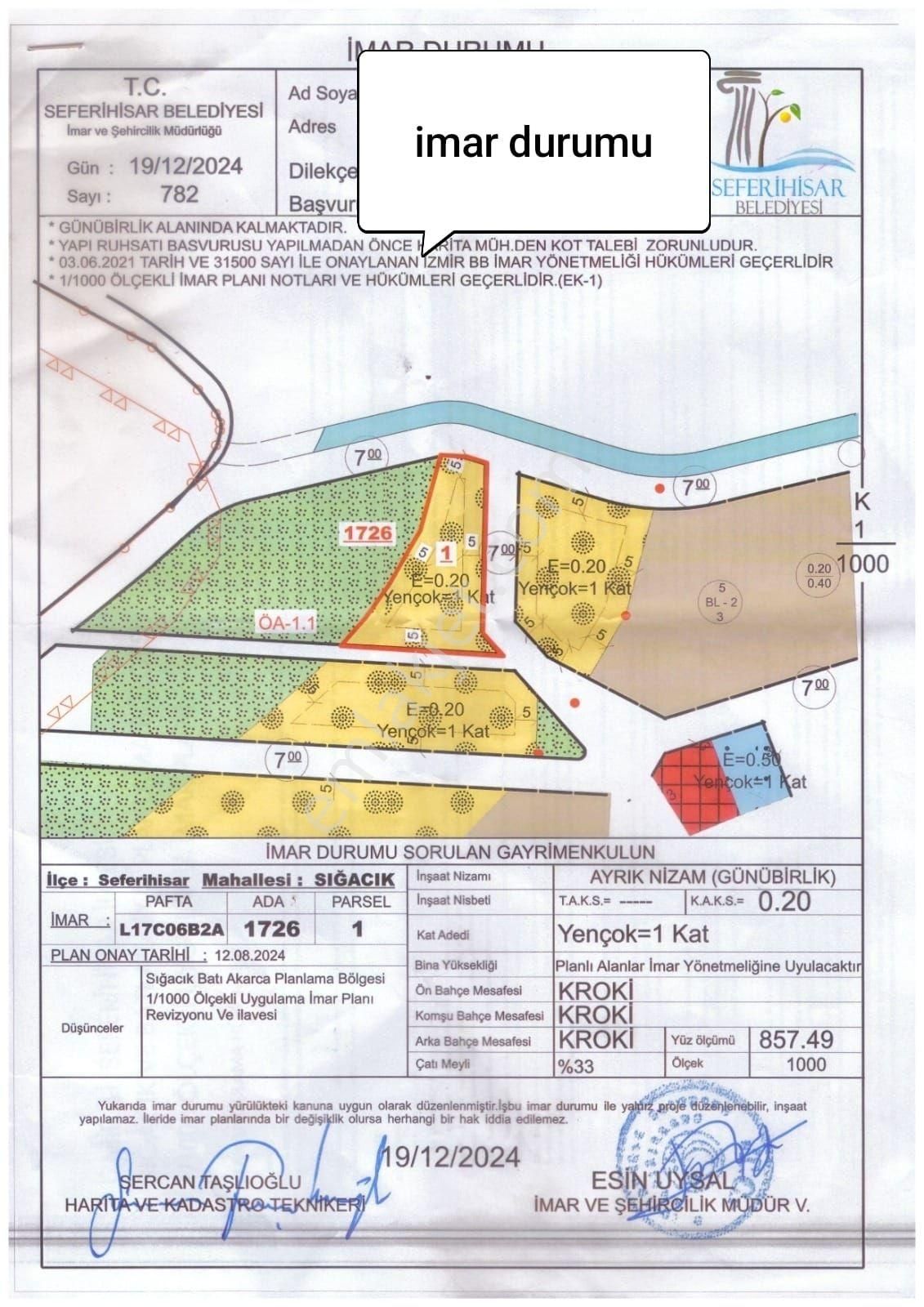 Başkut'tan Seferihisar Sığacık'ta 857 M2 İmarlı Satılık Arsa - Görsel 12