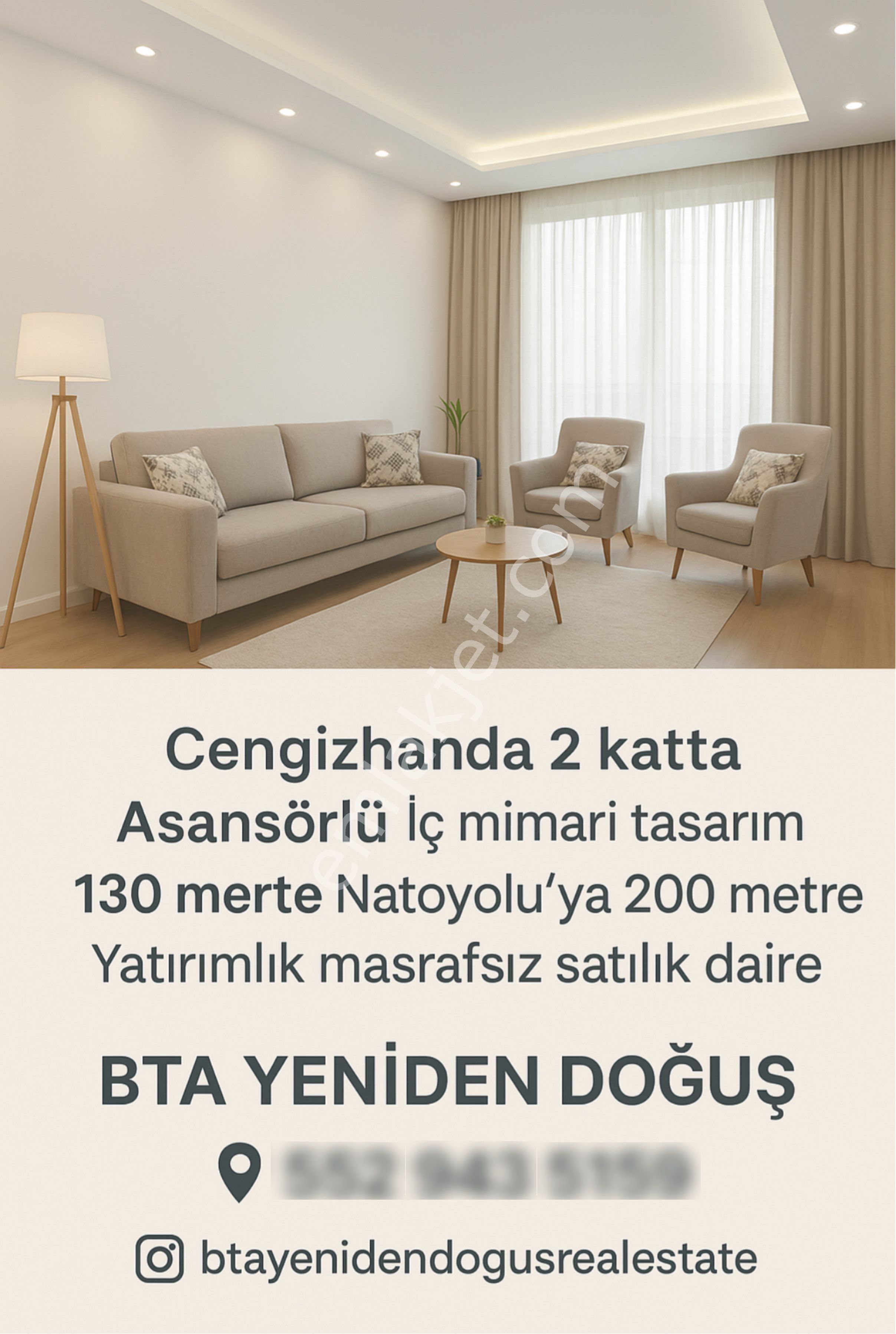 Cengizhan’da İç Mimari Çalışması Natoyolu’na 200 Metre Satılık Daire - Görsel 2