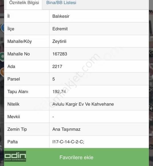 Odin'den Zeytinli Köy Meydanı 192 Mt2 Çekmesi Yok 4 Kat Müsadeli