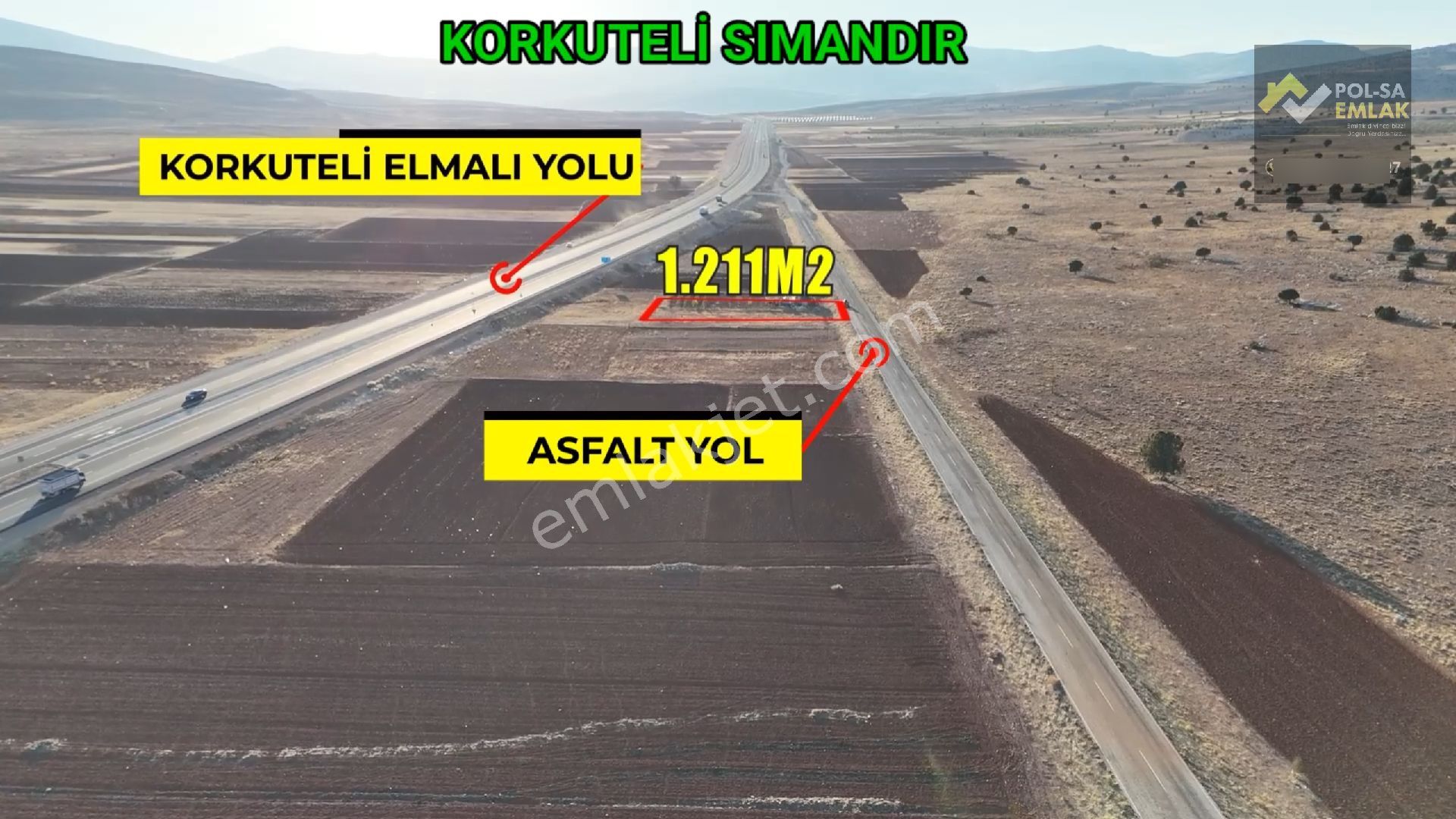 ✅korkuteli✅sımandır Da✅satılık 1.211m2 Tarla✅asfalt Yola Cephe