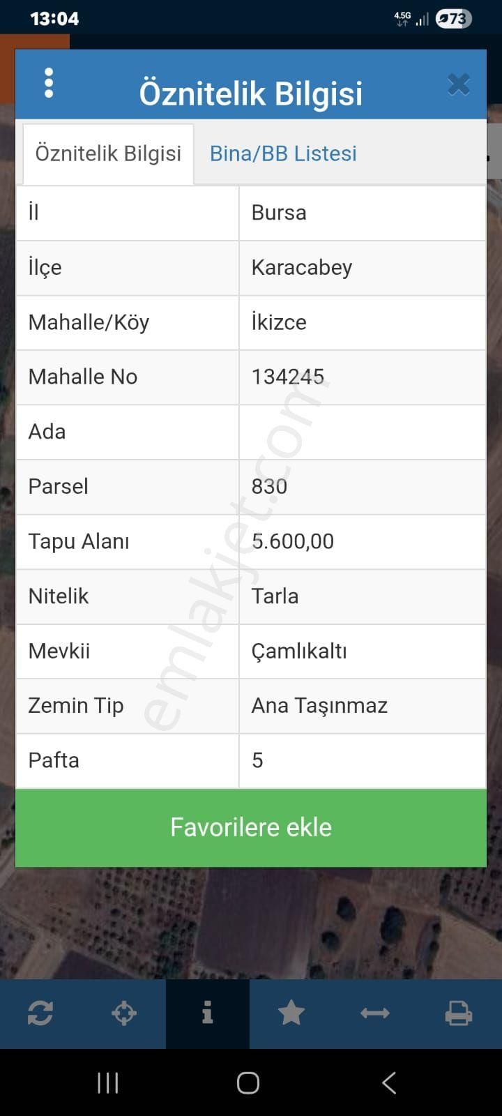 Bursa Karacabey İkizce Mahallesi Satılık 5.600 Mt2 Tarla