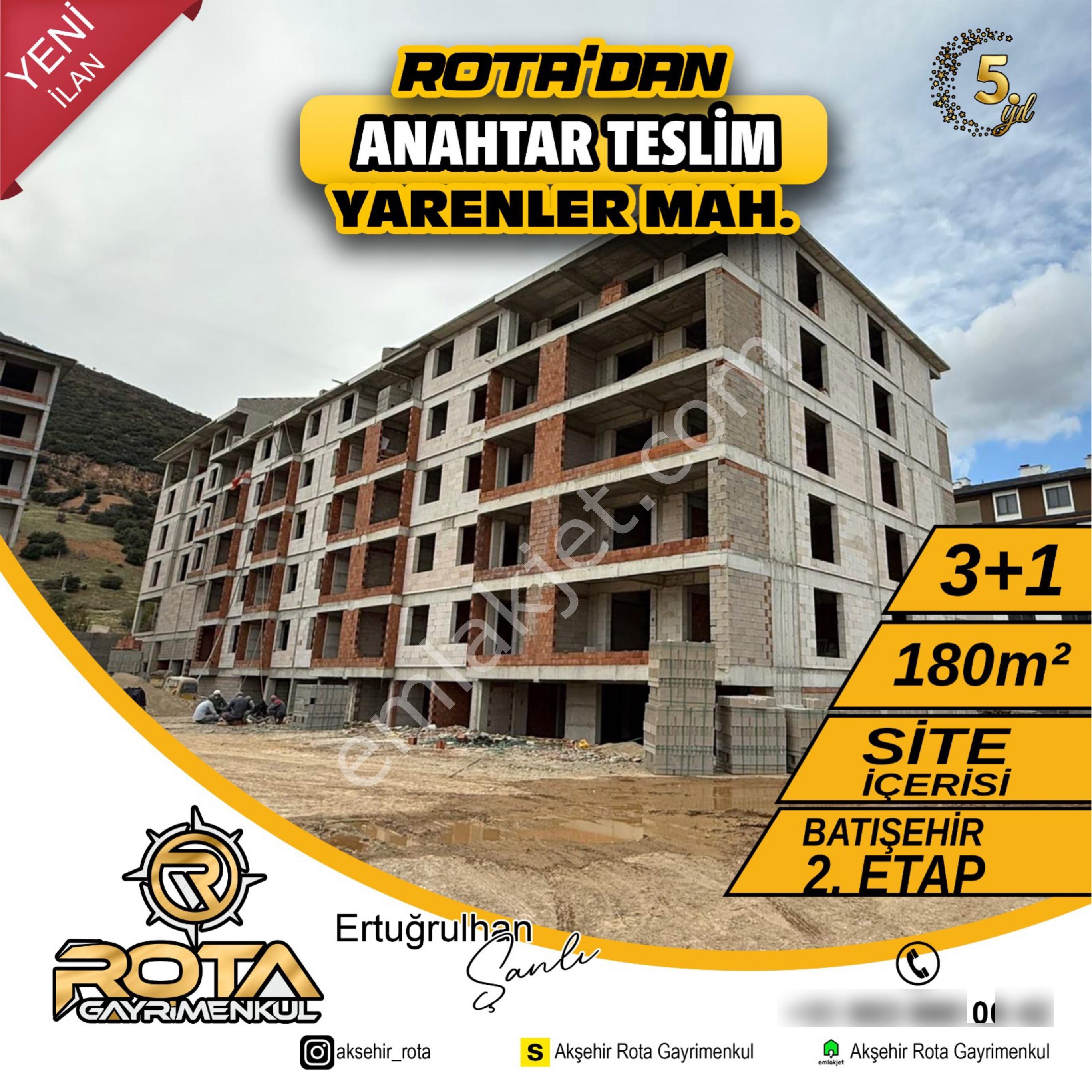 📍 Rota’dan Satılık Yarenler Mahallesi Batışehir 2.etap 3+1 Arakat Daire