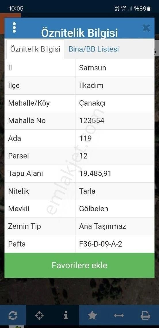 Samsun İlkadım Çanakçı Da Ata Yoluna 200 Metre Cepheli Tarla...