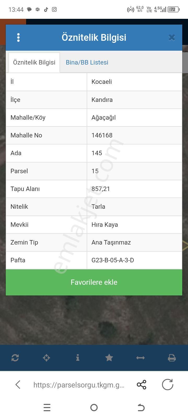 Kandıra Ağaçağıl Köyü Satılık Tarla