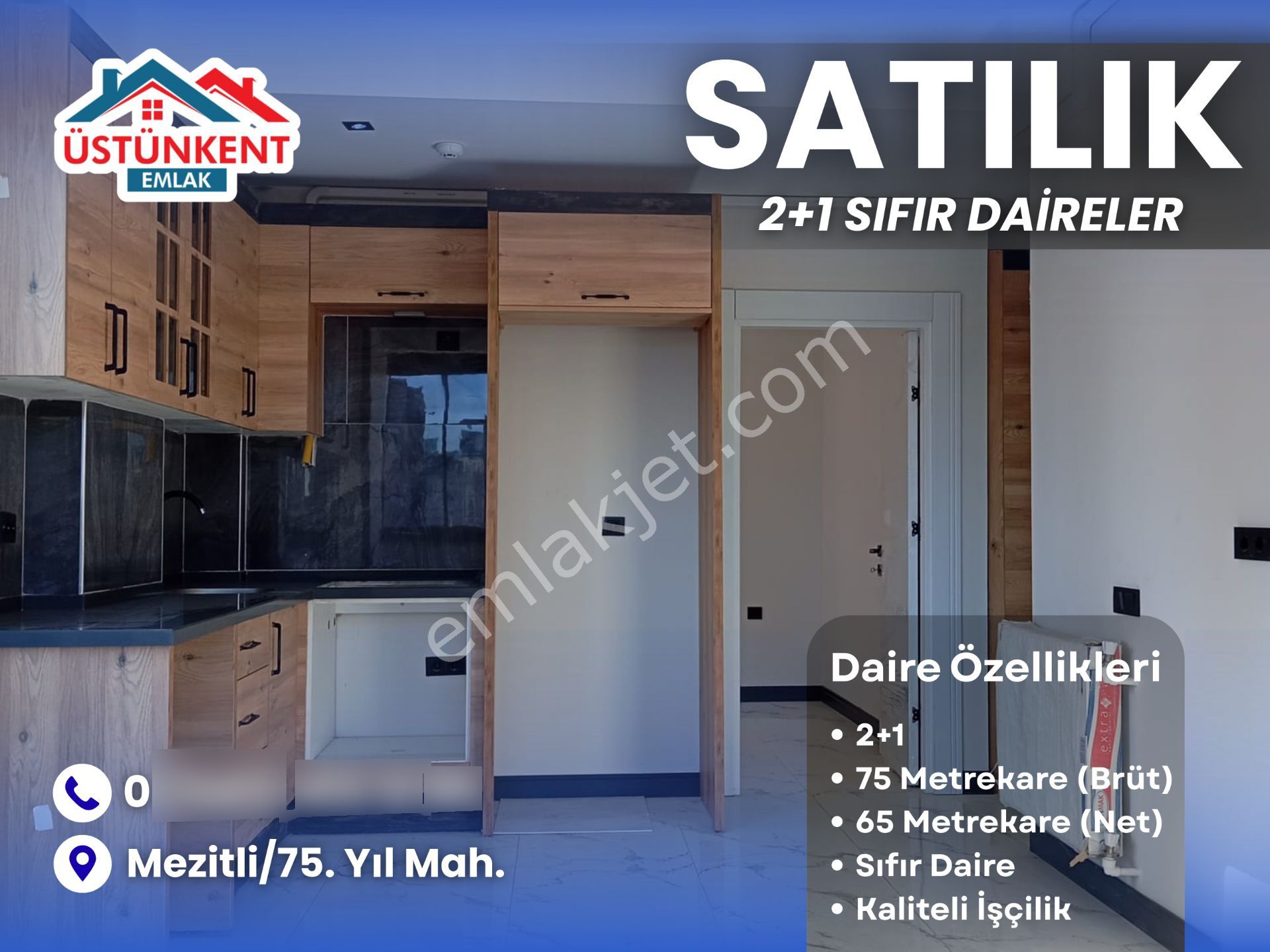 Üstünkent Emlak'tan Satılık Sıfır 2+1 Daire