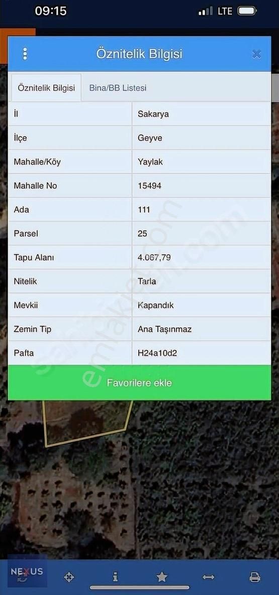 Sakarya Geyve Yaylak'da Satılık 4.dönüm Fındık Bahçesi