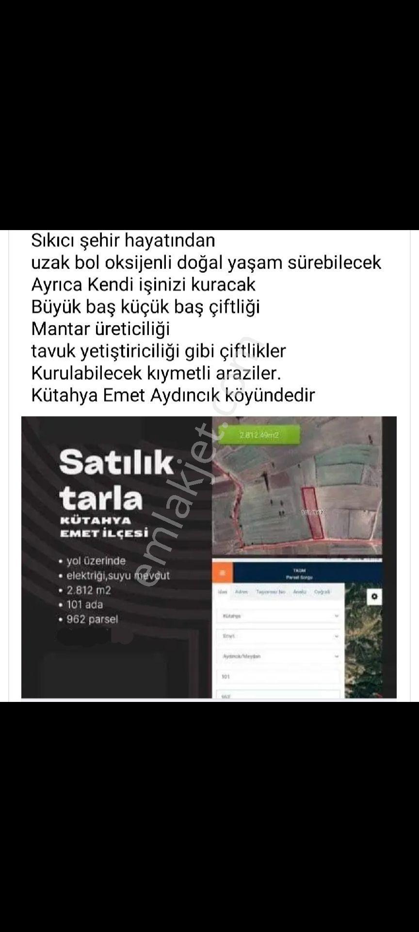 Kütahya Emet Aydıncıkta 2.812.49m² Tarla Satılık. - Görsel 3