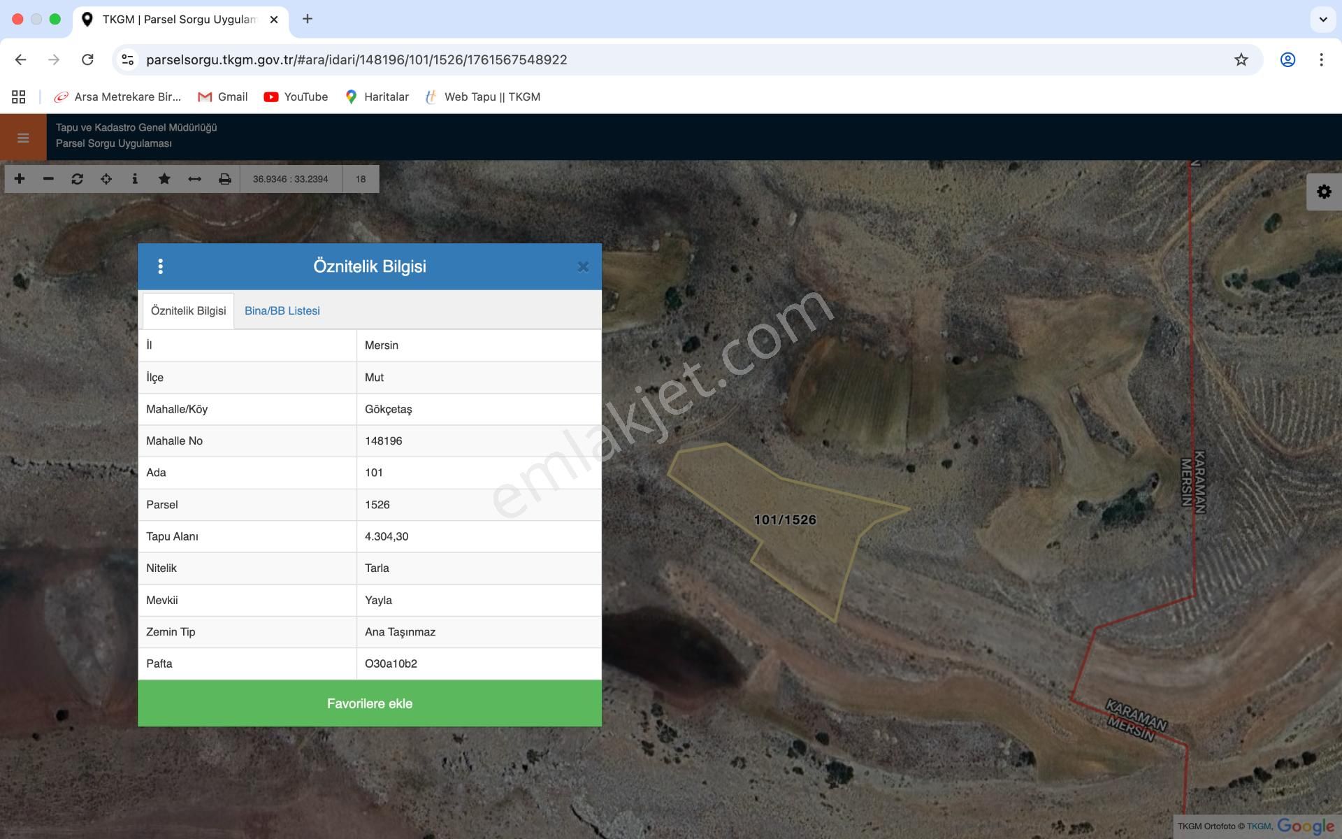 Mersin Mut Gökçetaş Satılık Tarla Fırsat! - Görsel 2