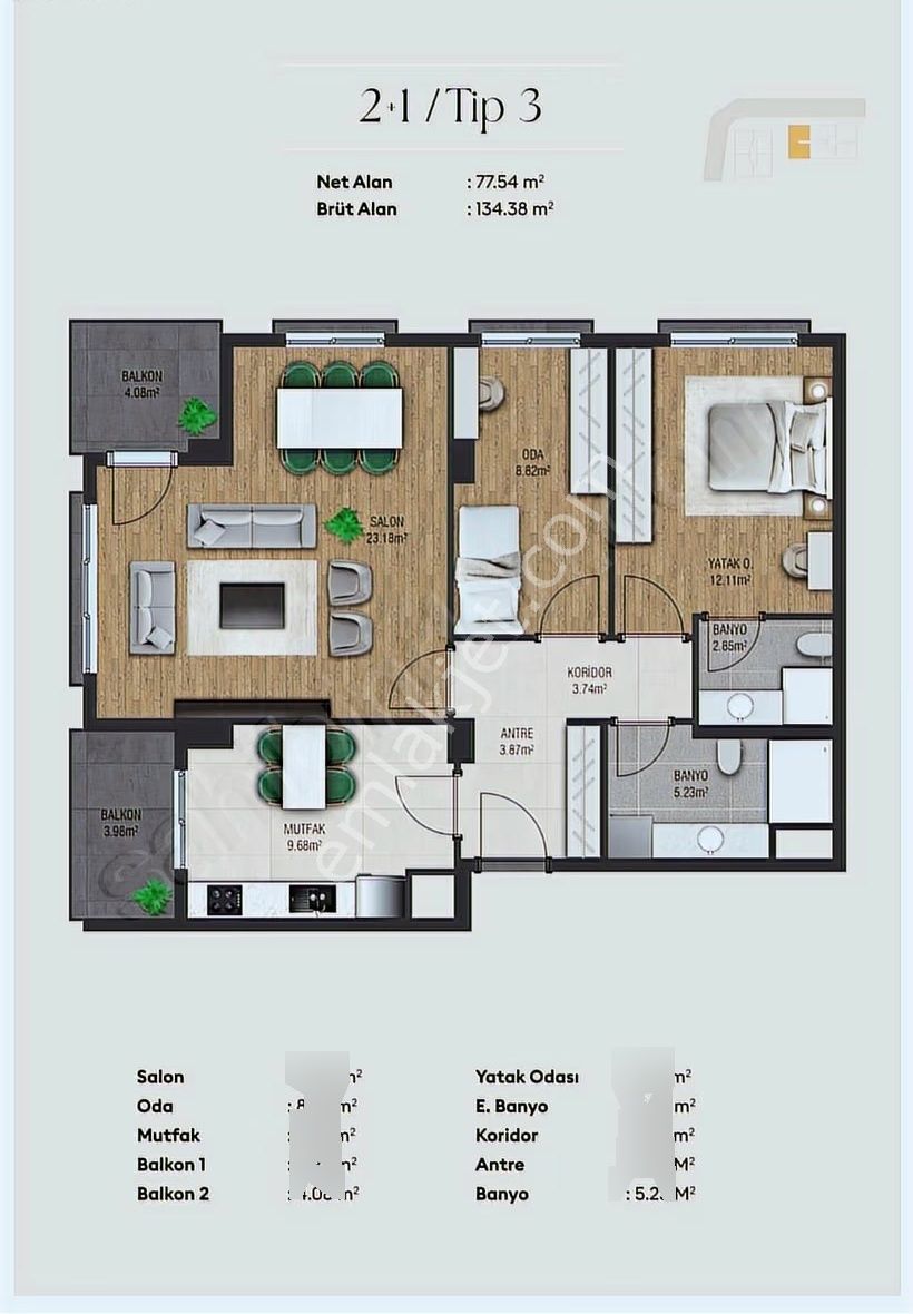 Kavaklı Garden Sea Satılık Deniz Manzaralı 2+1 Geniş Daire - Görsel 21