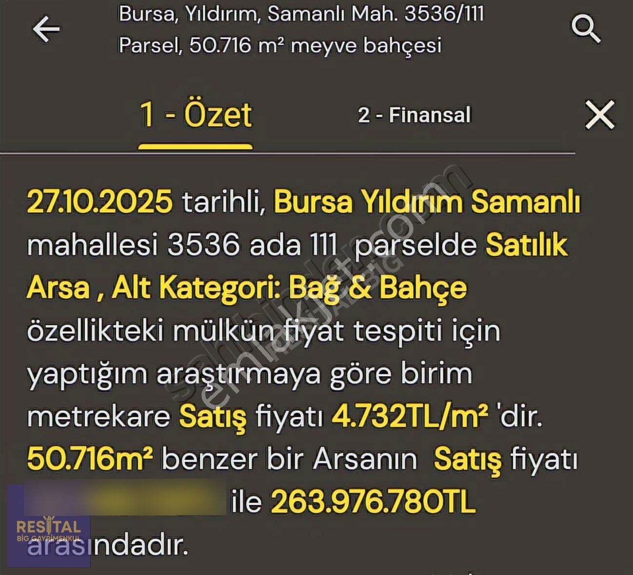 Yıldırım Samanlı'da 50.716 M2 Satılık Meyve Bah. Resital Big'de - Görsel 5