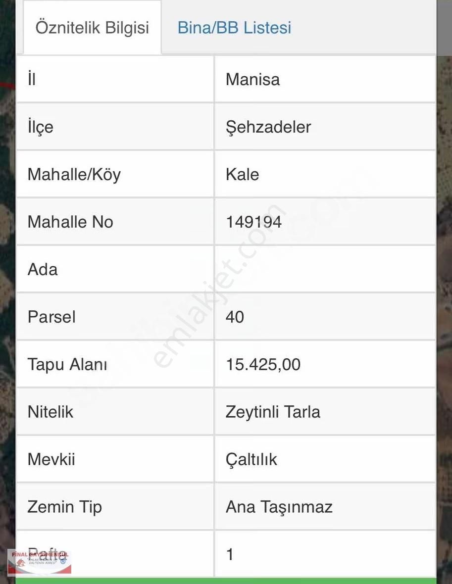 Manisa Kale Mah. 15.425 M2 Zeytinlik