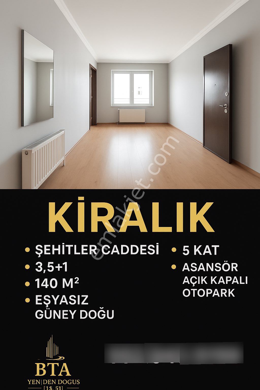 Şehitler’de Sitede 3+1 Kiralık Daire