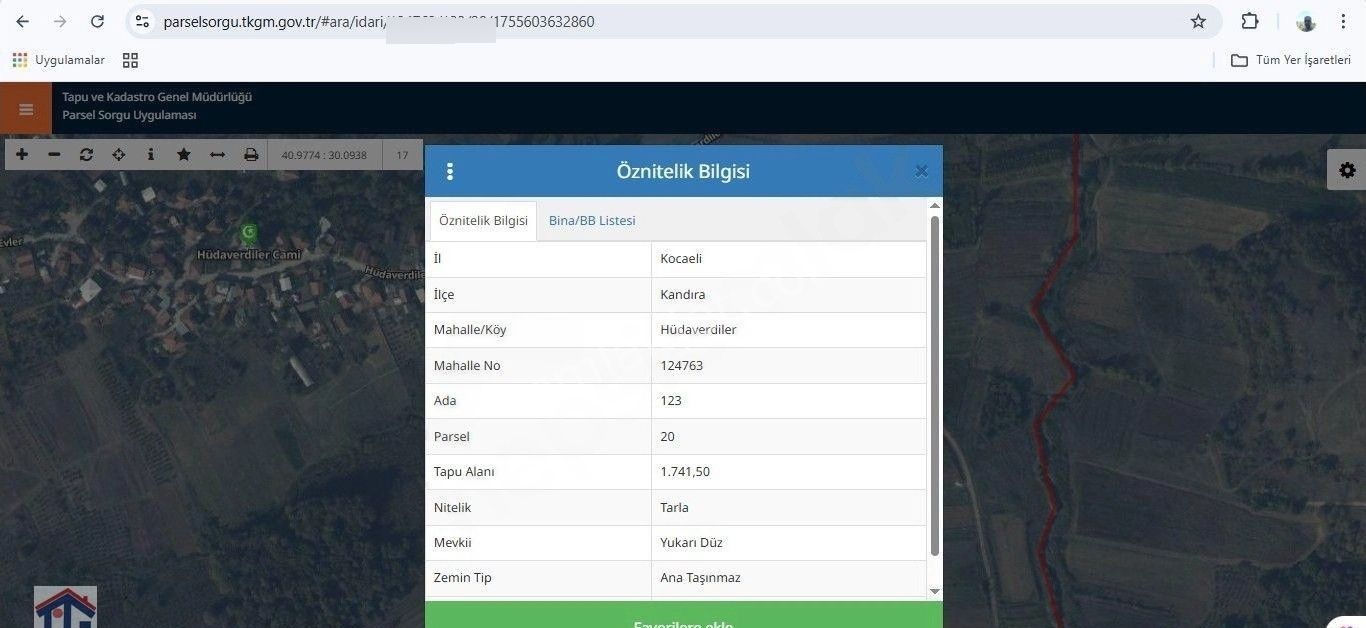 Tezcan Gayrimenkul'den Kandıra/hüdaverdiler Köyünde Satılık 1.741m2 Tarla. - Görsel 3