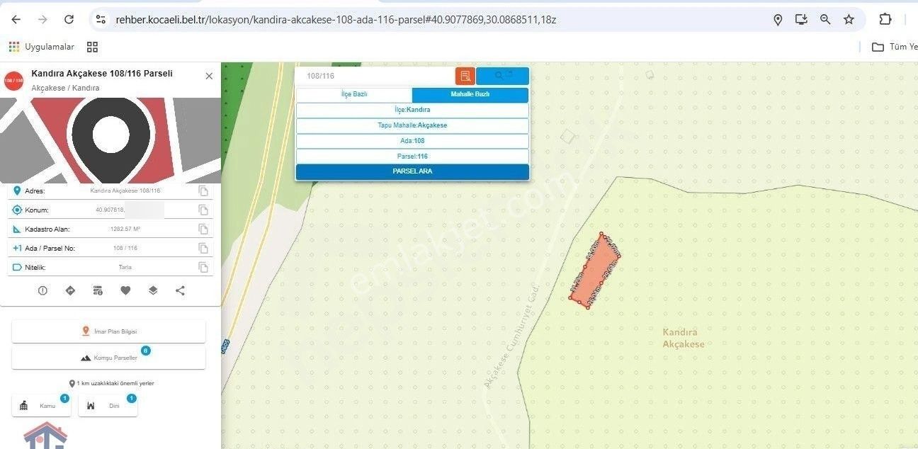 Kandıra Akçakese Köyünde Gıda Organize Sanayi Yakını 1282 M2 Tarla. - Görsel 4