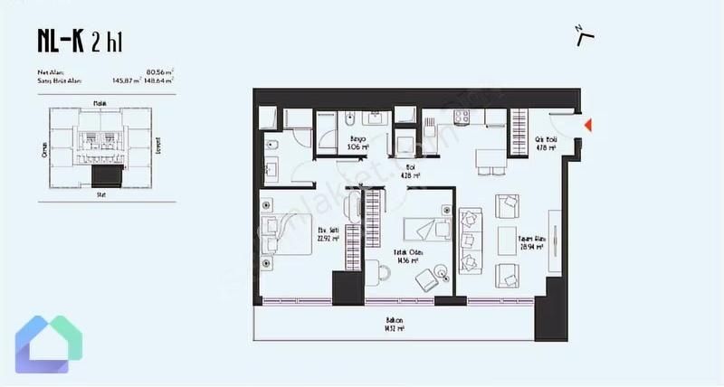 Nurol Life 2+1 Sıfır Ferah Kullanılmamış Satılık Daire - Görsel 15