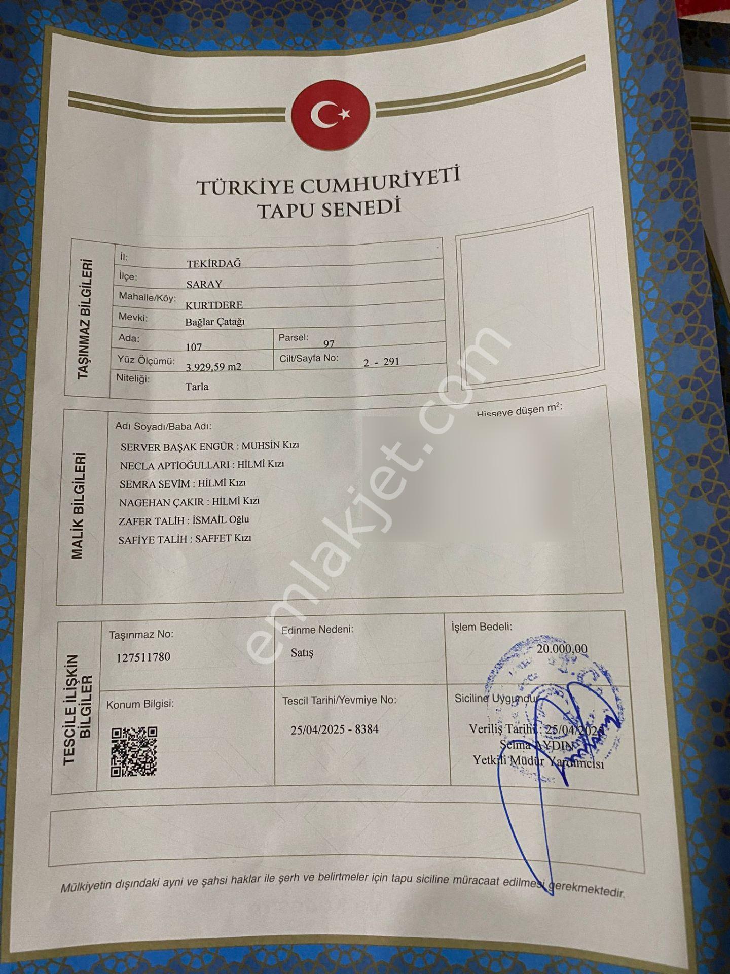 Tekirdağ Saray Kurtdere Mahallesinde Sahibinden Hisseli Tarla Tüm Parseller - Görsel 15